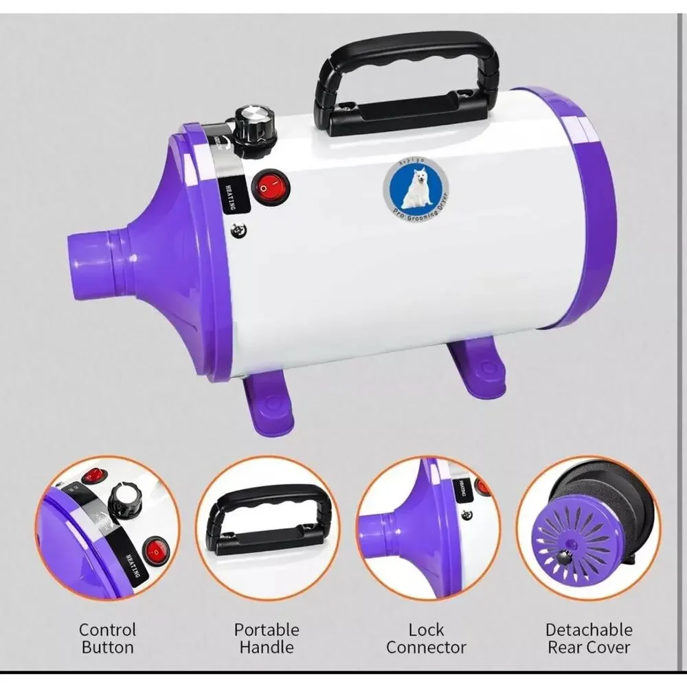 Dog Dryer, Pet Grooming Hair Dryer - Dog Hair Dryer with Adjustable Temperature